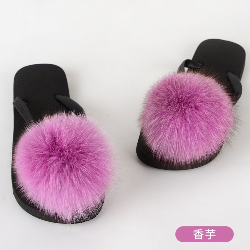 Pom Pom real fur flip flops - Sizes 8-12 Women’s different colours avail…